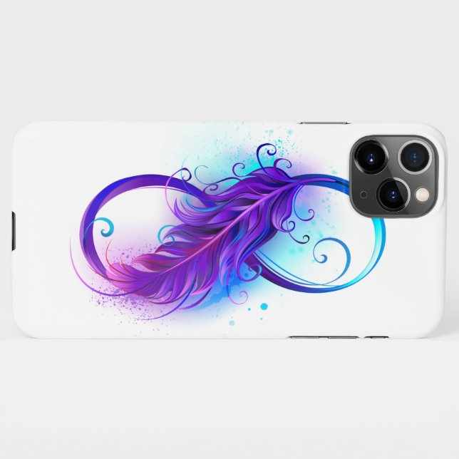 Coque iPhone Infinity with purple feather (Dos Horizontal)