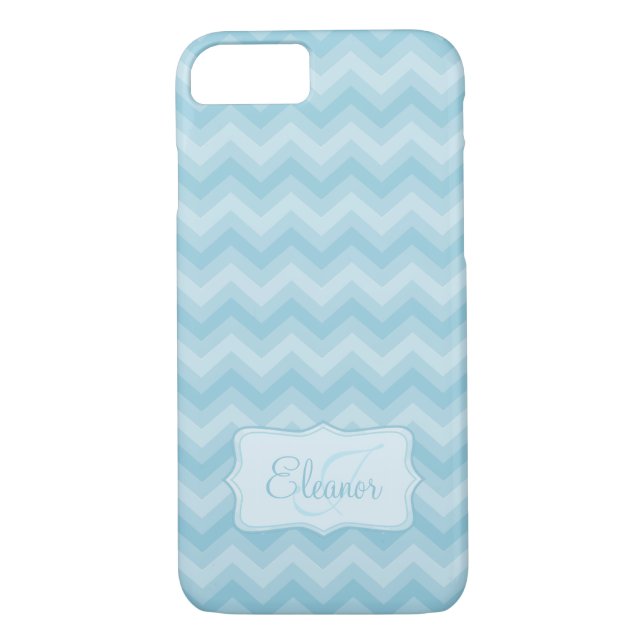 Coque iphone initial de nom bleu à motif Zigzag (Dos)