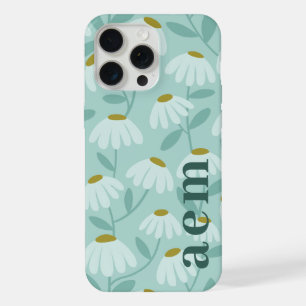 Initiales de monogramme latéral motif floral bleu 