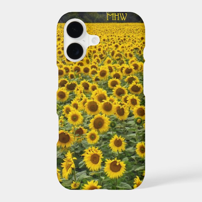 Coque iPhone Initiales du terrain de tournesol (Verso)