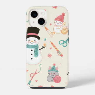 Coque Pour iPhone 14 iPhone 14 Coque-Chat bonhomme de neige