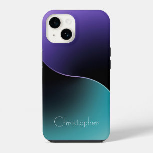 Coque Pour iPhone 14 Iphone personnalisé bleu Radial Texture 15