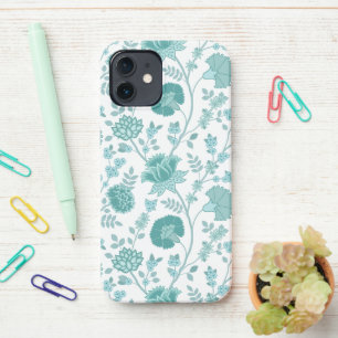 Coque iPhone 12 Jacobean Floral Big Motif Tee sur blanc