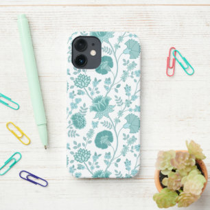 Coque iPhone 12 Mini Jacobean Floral Big Motif Tee sur blanc