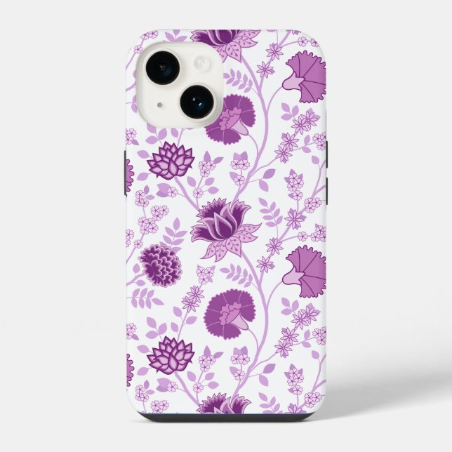 Coque iPhone Jacobean Floral Grand Motif rose sur blanc (Verso)