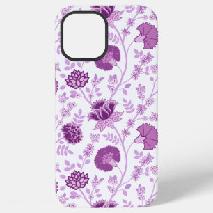 Coque iPhone 12 Pro Max Jacobean Floral Grand Motif rose sur blanc