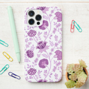 Coque iPhone 12 Pro Max Jacobean Floral Grand Motif rose sur blanc