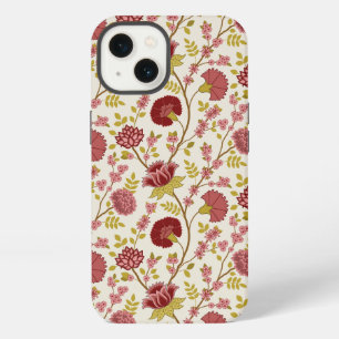 Etui iPhone 13 Jacobean Floral Pattern Rouge Rose Gold Crème