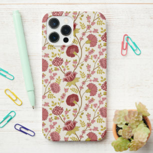 Coque iPhone 12 Pro Max Jacobean Floral Pattern Rouge Rose Gold Crème
