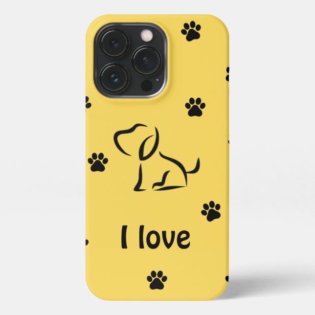 Coque iPhone j'adore le chien de yellowbabo personnalisé (Verso)
