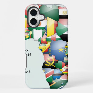 Coque iPhone 16 Plus J'aime l'art de l'Afrique   Carte panafricaine et 