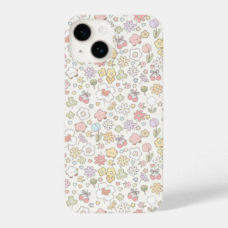 Coque Pour iPhone 14 Jardin de Pastel Whimsical : Un Motif Floral
