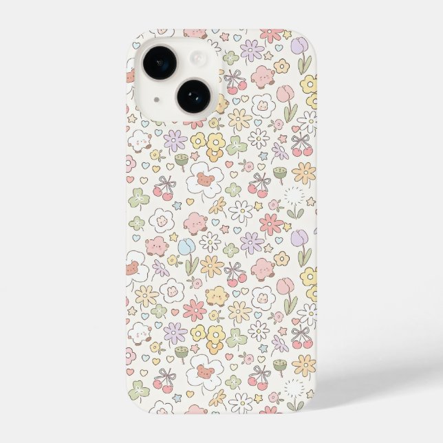 Coque iPhone Jardin de Pastel Whimsical : Un Motif Floral (Verso)
