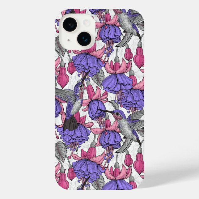 Coque iPhone Jardin des colibris en rose et rose (Verso)
