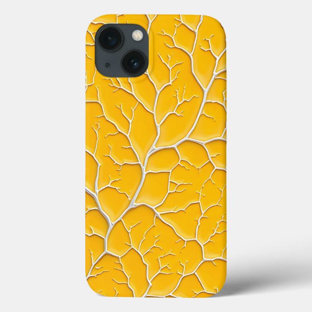 Coque iPhone jaune doré motif veineux gras (Verso)