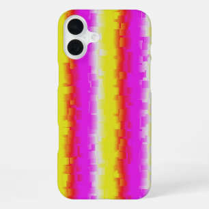 Coque iPhone 16 Plus Jaune Rose Verre Brisé Arc-en-ciel Rayures