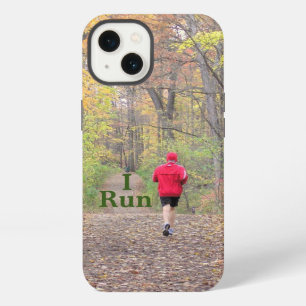 ETUI iPhone 13  "JE COURS" COUREUR PORTANT UNE VESTE ROUGE COURANT