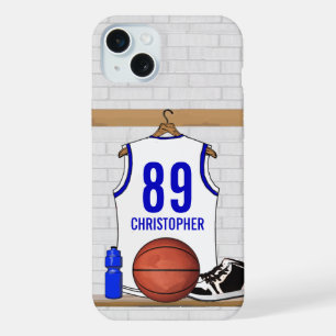 Jersey de basketball blanc et bleu personnalisé