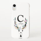 Joli Artsy rose Floral Cerf Animal Monogramme