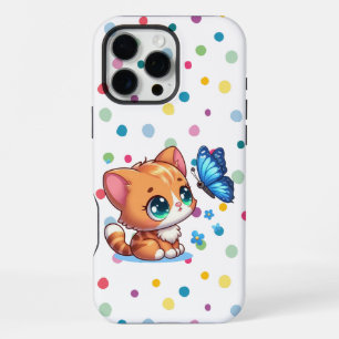 Coque iPhone 16 Pro Max Joli chaton/chat et papillon