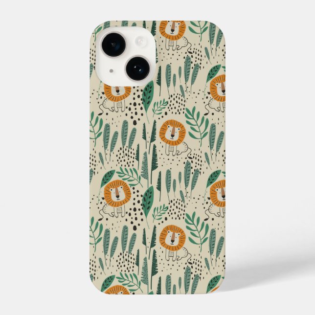 Coque iPhone Joli Doodle Lion Jungle Rainforest Motif (Verso)