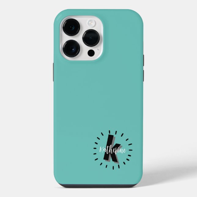 Coque iPhone Joli Monogramme Initial Nom Simple (Verso)