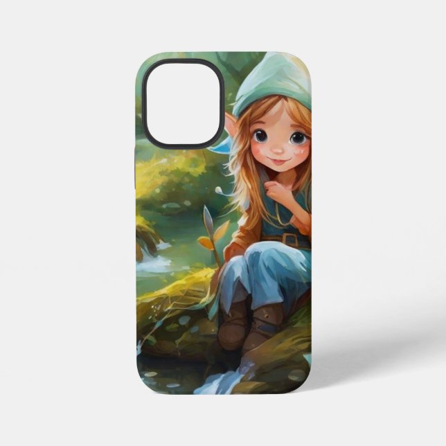 Coque iPhone Joli petit elfe dans la rivière (Verso)