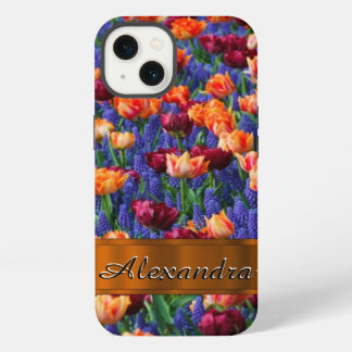 Etui iPhone 13 Joli terrain de fleur de tulipe personnalisé