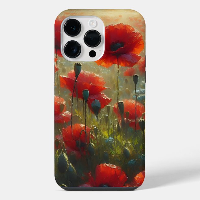 Coque iPhone Joli terrain de pavot rouge le jour d'été (Verso)