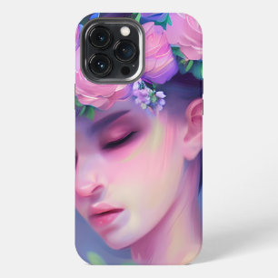 Etui iPhone 13 Pro Max Jolie Fleurs Maiden dans l'art Ethérée des cheveux