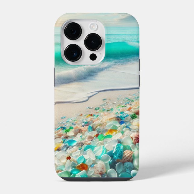 Coque iPhone Jolie plage Ocean avec verre de mer (Verso)