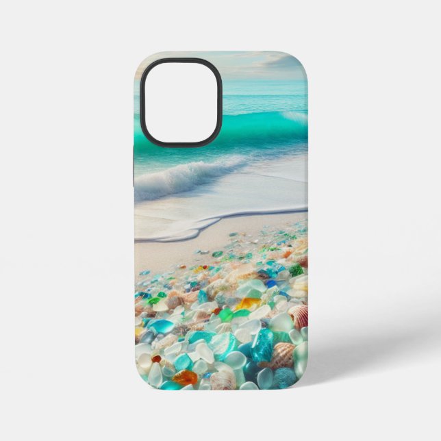 Coque iPhone Jolie plage Ocean avec verre de mer (Verso)