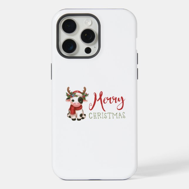 Coque iPhone Jolie vache de Noël mignonne (Verso)