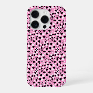 Coque iPhone 16 Pro Jolies fleurs noires blanches
