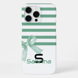 Coque iPhone 16 Pro Max Jolies rayures de ruban à la menthe en aquarelle