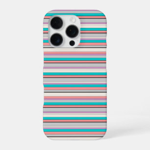 Coque iPhone 16 Pro Jolies rayures grises aqua