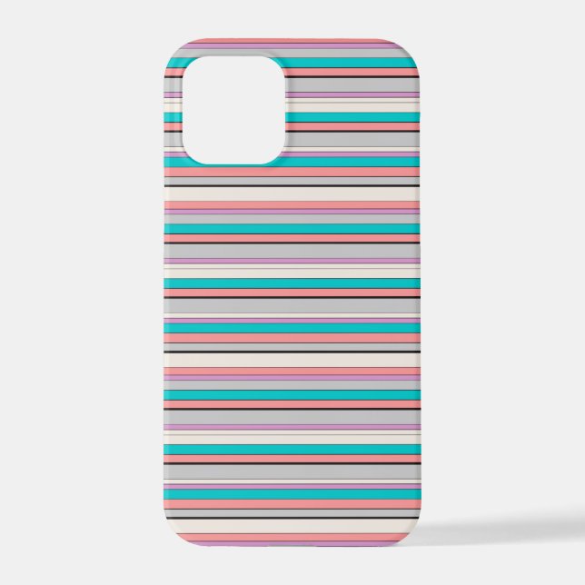 Coque iPhone Jolies rayures grises aqua (Verso)