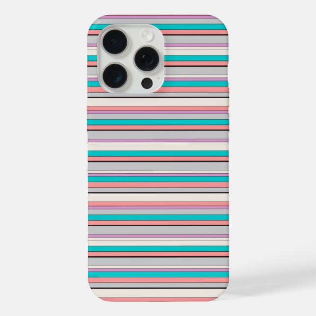 Coque iPhone Jolies rayures grises aqua (Verso)