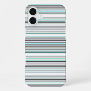 Coque iPhone 16 Plus Jolies rayures grises aqua