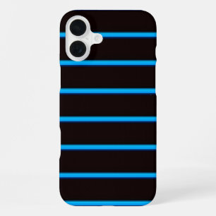 Coque iPhone 16 Plus Jolies rayures noir ciel bleu