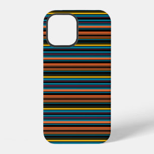 Coque iPhone 12 Jolies rayures noires bleues