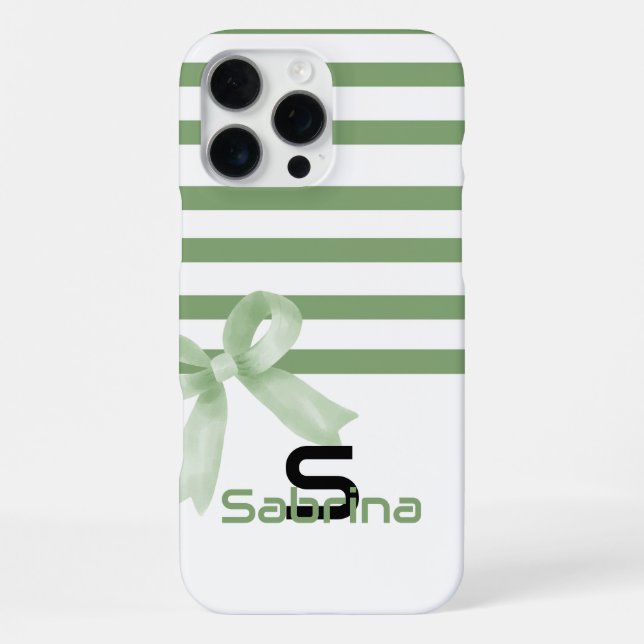 Coque iPhone Jolies rayures vertes à l'aquarelle (Verso)