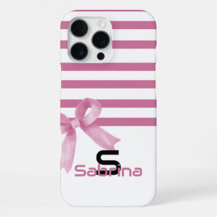 Coque iPhone 16 Pro Max Jolis rayures rose aquarelle