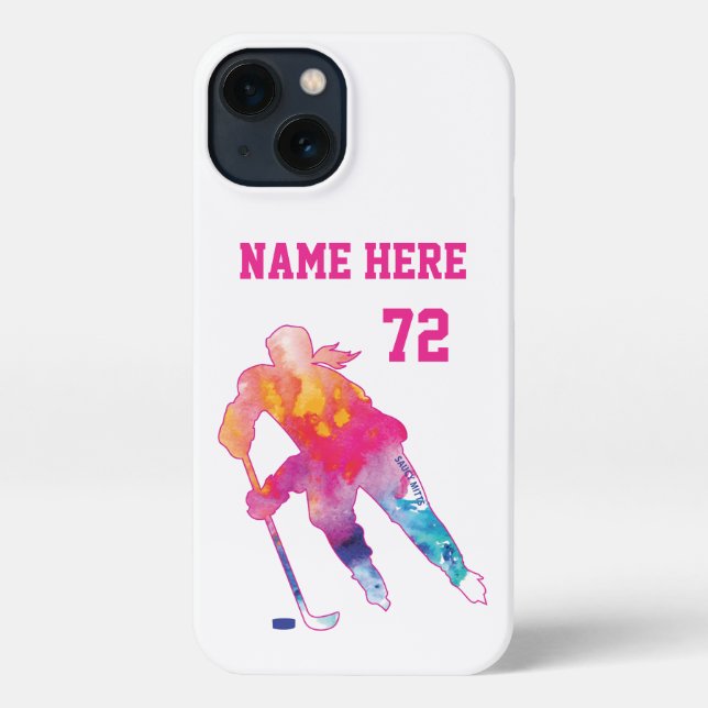 Coque iPhone Joueuse de hockey personnalisée Filles (Verso)