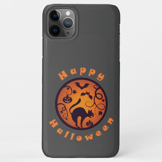Coque iPhone Joyeuse lanterne d'Halloween araignées et chauves- (Dos)