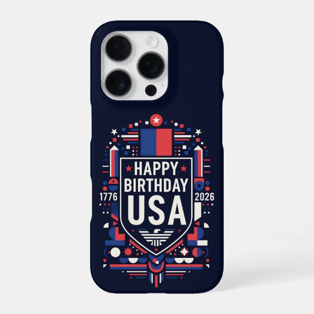 Coque iPhone Joyeux anniversaire USA 250 (Verso)
