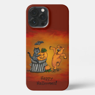 Etui iPhone 13 Pro Max Joyeux Halloween ! Chien et araignée de chauve-sou