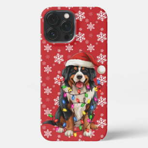 Etui iPhone 13 Pro Max Joyeux Noël Bernese Mountain Dog Santa Hat