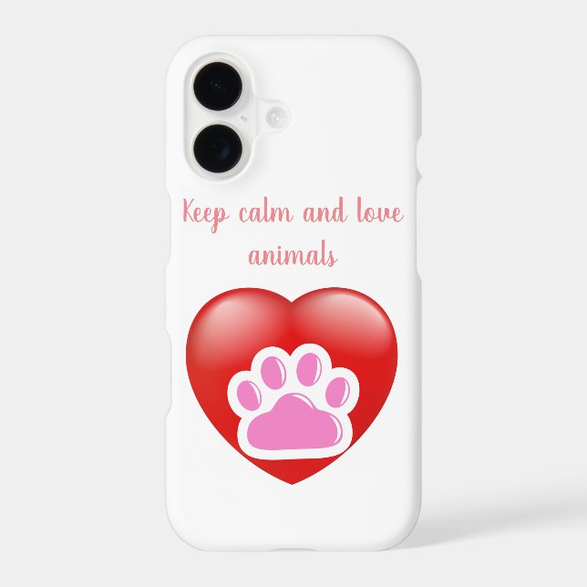 Coque iPhone keep calm and love animals phrase (Verso)