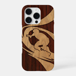 Coque iPhone 16 Pro Kewalos Hawaiian Surfer Koa Faux Bois
